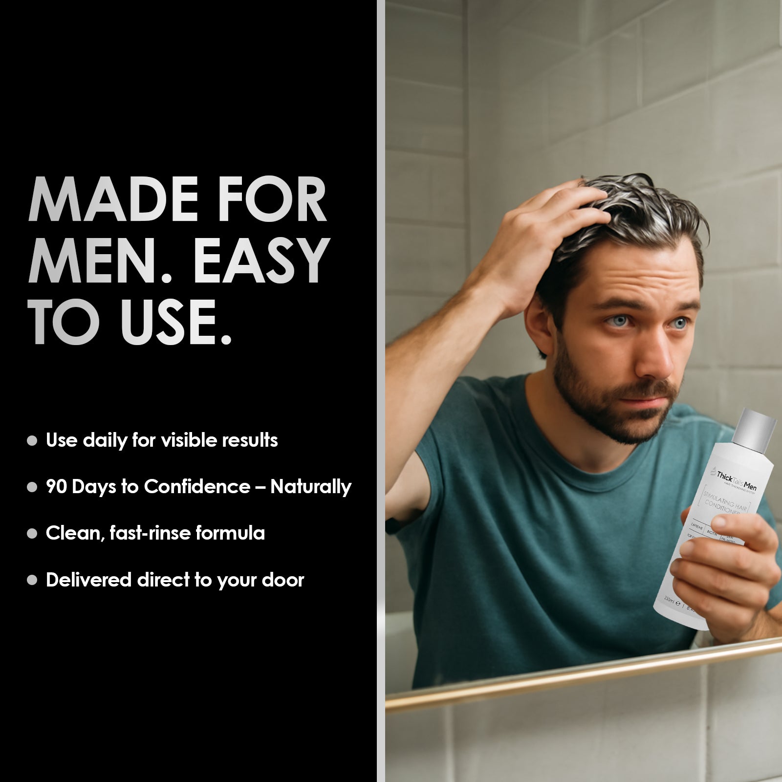 Rabos de grossa Men Shampoo e condicionador estimulantes do cabelo | Pacote duplo