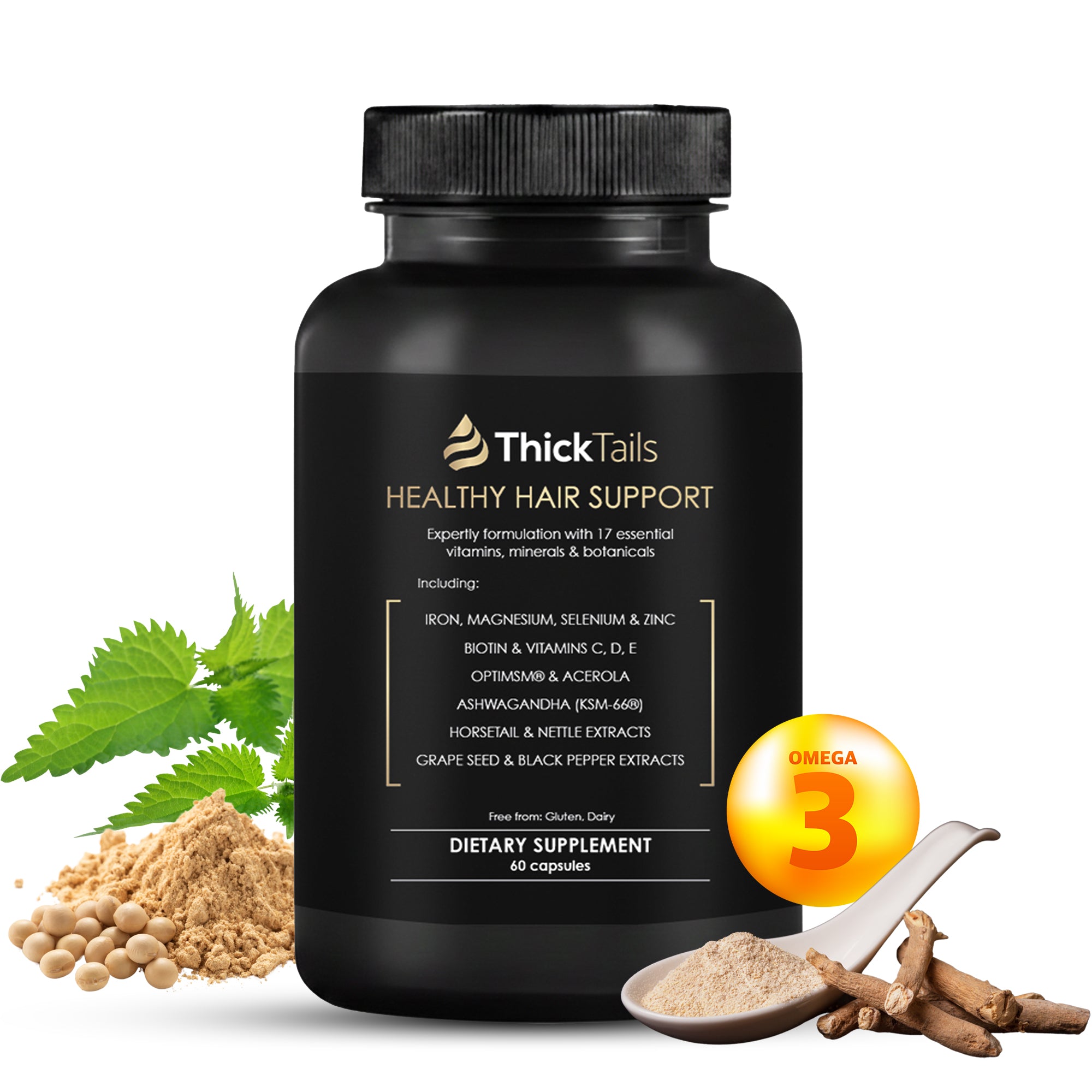 Dicktails Haarwachstum und Stärkung von Vitaminen | 90 Kapseln | 1 Monat Angebot