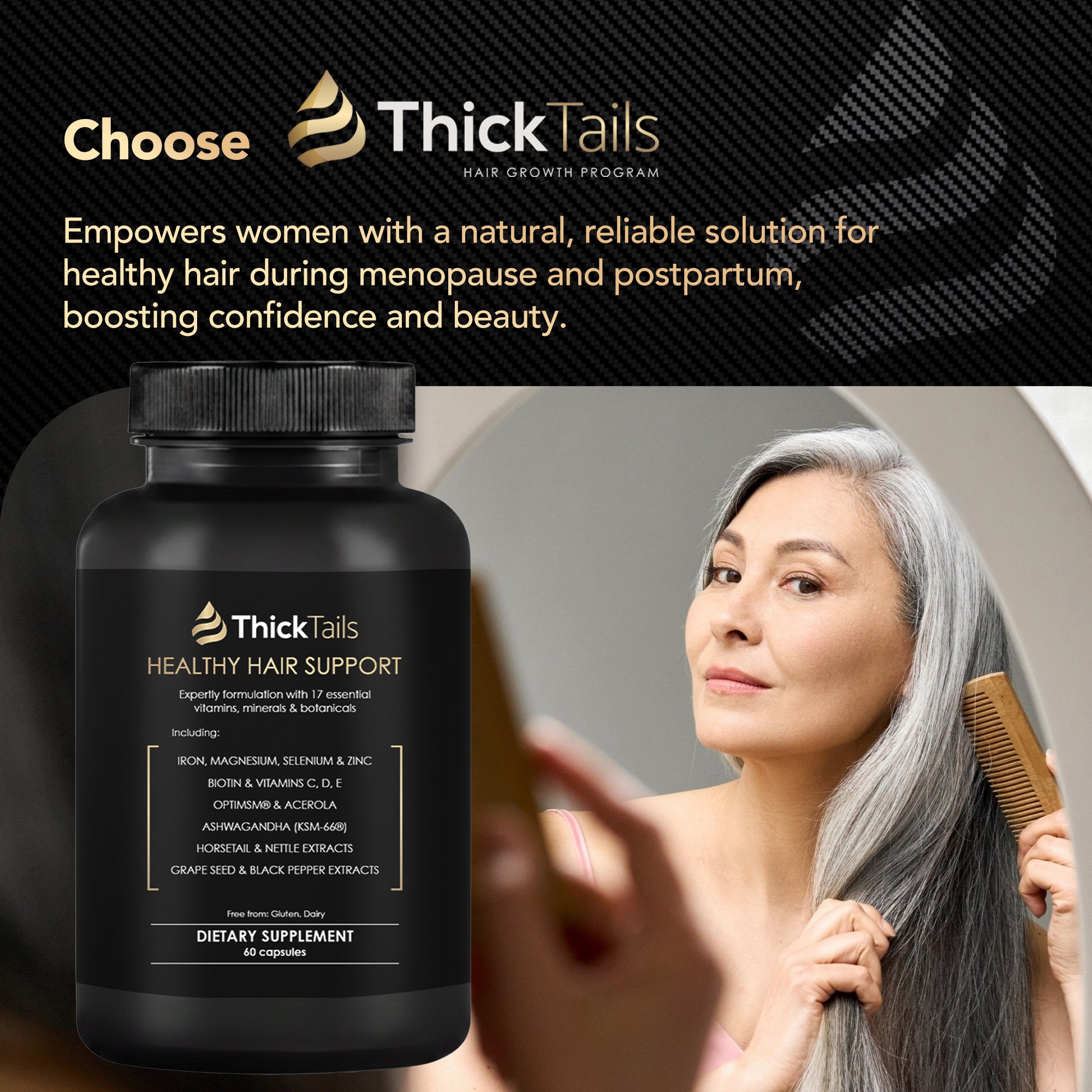 Dicktails Haarwachstum und Stärkung von Vitaminen | 90 Kapseln | 1 Monat Angebot