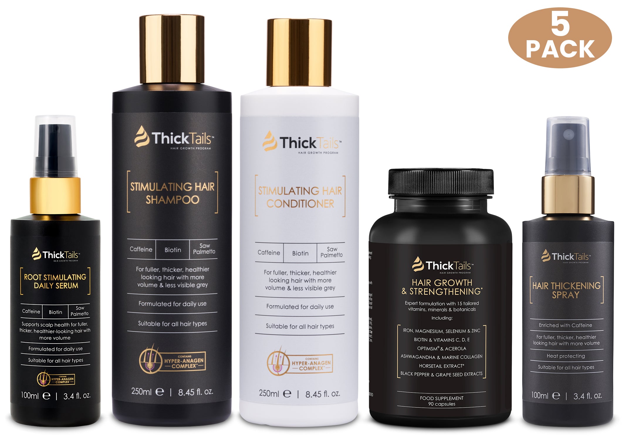 Sistema di ispessimento per capelli completi di fili codi | 5-pack