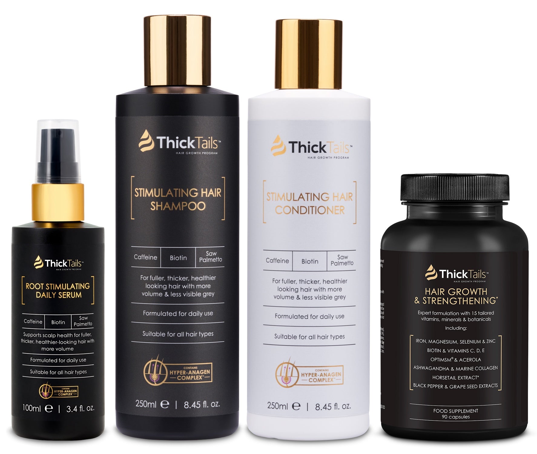 Dicktails stimulieren Haarshampoo, Conditioner Serum & Vitamine | 4-Pack