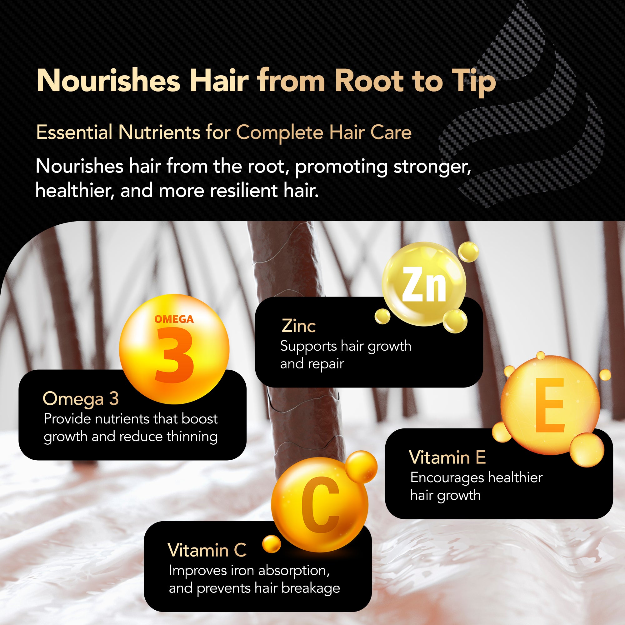 Hloustí růst vlasů a posilování vitamínů | 90 tobolek | 1 měsíc dodávka