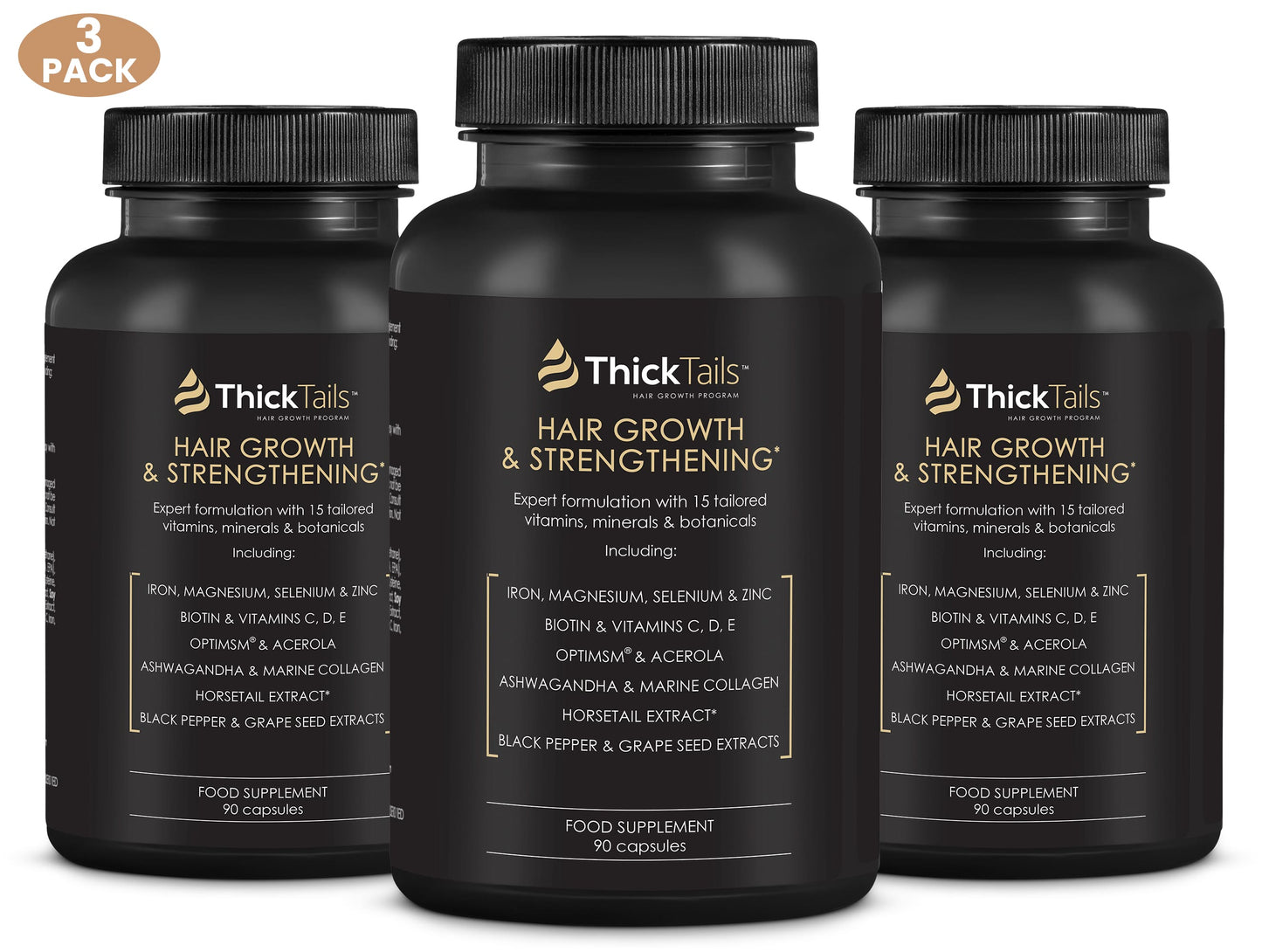 ThickTails Creixement i reforç de vitamines | Subministrament de 3 mesos | Compra 2, obté 1 gratuït