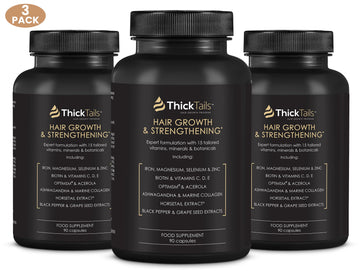 ThickTails Crescimento do cabelo e fortalecimento das vitaminas | Suprimento de 3 meses | Compre 2, obtenha 1 grátis