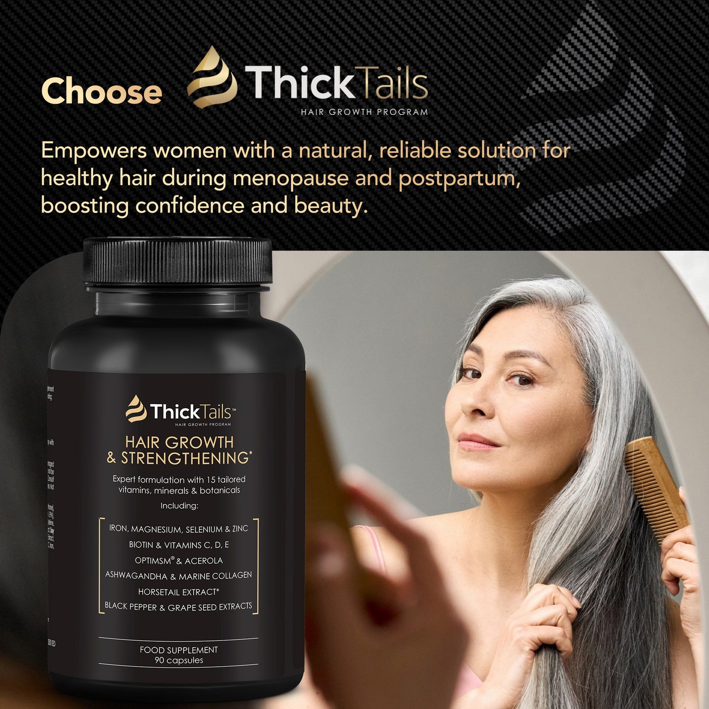 Hair Growth Vitamins For Women with Menopause, Postpartum Recovery & Stress