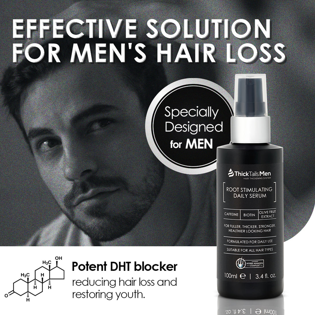 Dicktails Herren-Wurzel stimulierende Leaven-In-Serum | 3 Pack (kaufen 2, holen Sie sich 1 kostenlos)