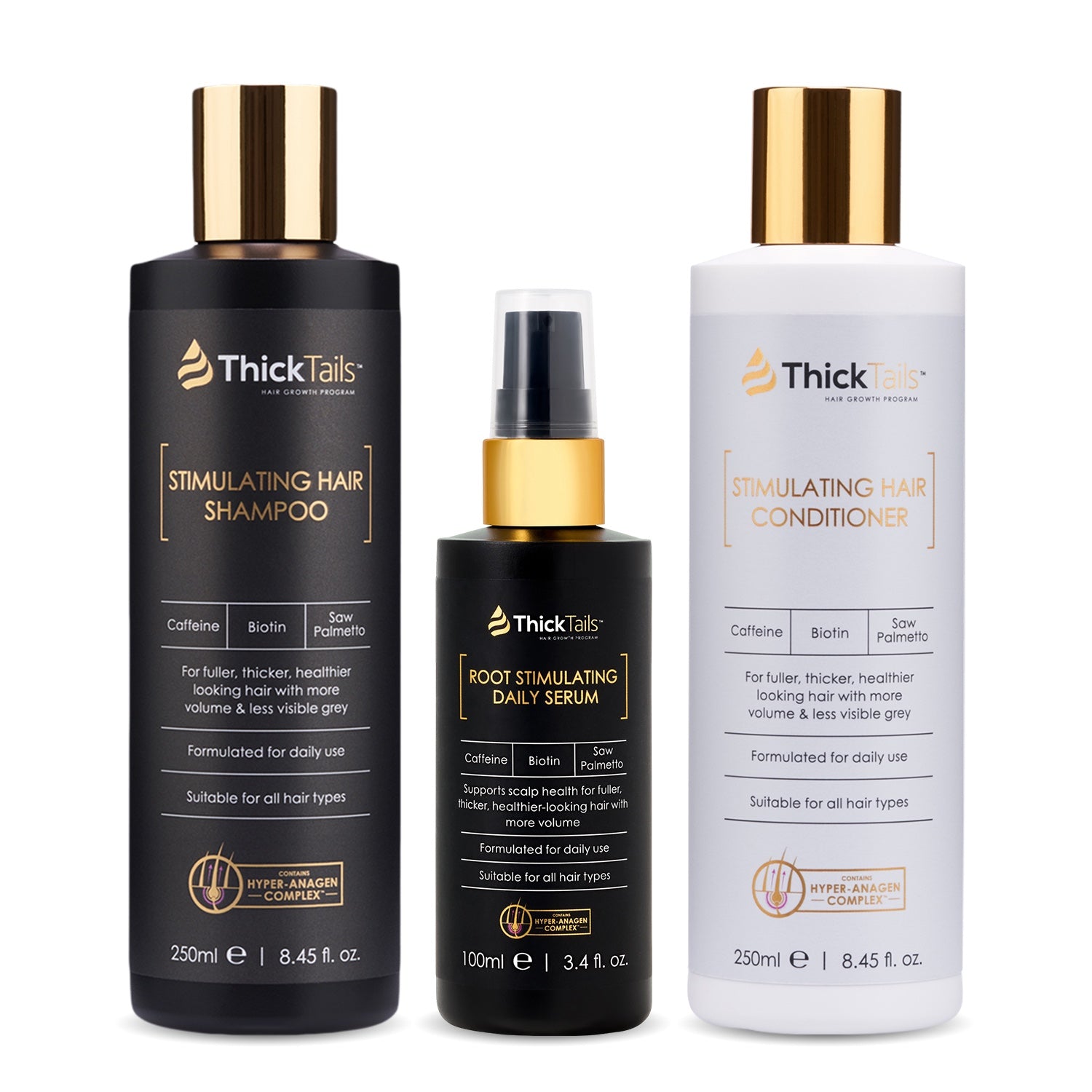 Dicktails stimulerende haarshampoo, conditioner en serum | 3-pack